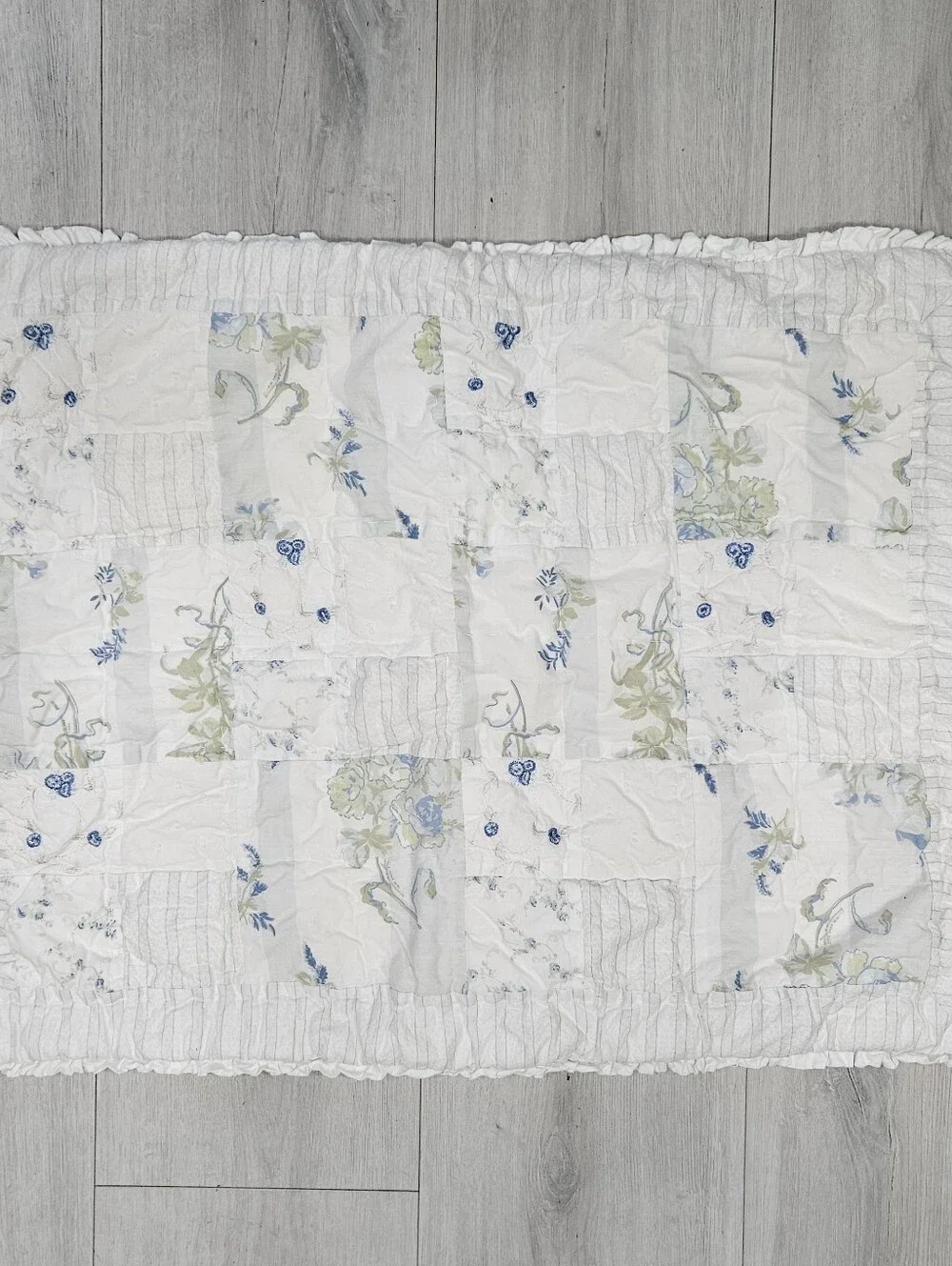 Simply Shabby Chic British Rose Blue Floral Patchwork Quilted STD Pillow Shams 2